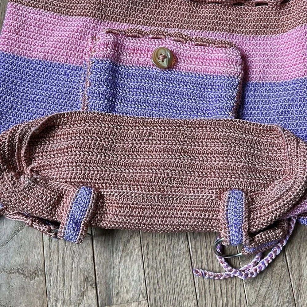 Crochet Pink and‎ Purple backpack